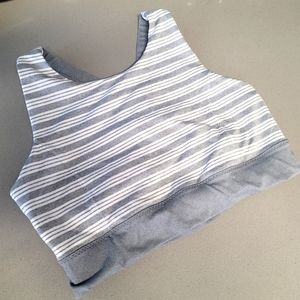 Athleta | Grey White High Neckline Sports Bra